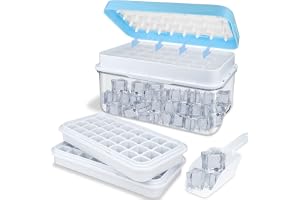 TOPAHGOD Iskubsbricka med Lock och Fack, Isbrickor för Frys Bpa-Fri med Spade, Isbitsform Silikon Lätt att Trycka och Lossa