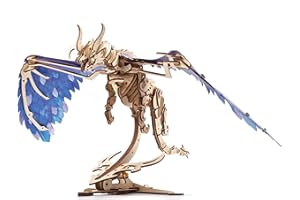 UGEARS Unique Puzzle 3D - Dragon des Tempêtes de Vent Maquette en Bois à Construire - Puzzle 3D Bois avec Moteur Elastique - Construction Bois - Maquette Bois Casse-Tête Adultes et Enfants 14+