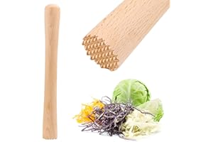 BOHRMA Krautstampfer aus Holz, Fermentier-Stampfer robuster Handstampfer Hölzerner traditioneller Kartoffel-Stampfer für Fermentieren von Sauerkraut und Kimchi, Holzstößel, Sauerkrautstampfer, Handstampfer