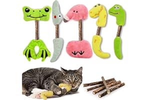 AIDIYAPET 10 Piezas Juguetes para Gatos - Juguetes con Catnip y Palitos Masticables Matatabi para Gatos, Suministros para Morder, Patear y Dormir