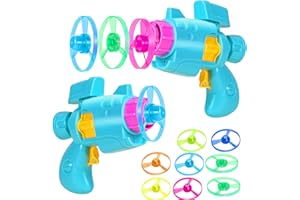 Ynybusi 2Pcs Flying Disc Launcher Toy with Led Discs and Launcher,Outdoor Toys Beach Toys Garden Toys Cool Toys Rocket Launcher for Kids Ages 3 4 5 6 7 8 9 10 11 12 Year Old Boys Girls Gift