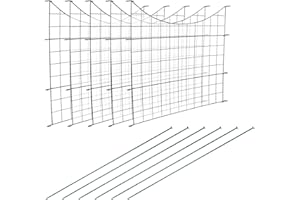 Lospitch Valla de jardín para estanque, 11 piezas, 5 elementos de valla y 6 varillas de fijación, valla de metal, cercado al aire libre, estanque, cercado de rejilla