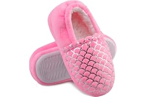 festooning Girls Slippers Mermaid House Shoes Plush Warm Winter Bedroom Kids Slipper Glitter Pink