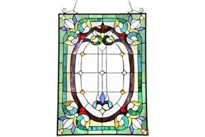 Capulina Dancing Style Stained Glass Window Hangings Panels 17" W x 22" H Fine Handicrafts Suncatcher Parents Gifts for Home Decor
