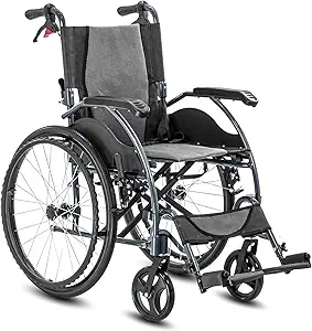 KosmoCare Elegant Breeze Premium Imported Ultra Lightweight Wheelchair With Seat Belt-Grey