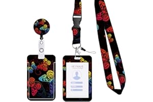 Fezf Funda de Tarjeta de Identificación, Porta de Tarjeta con Retractile Cordón, Porta Tarjetas Colgante, Cordón con Soporte para Tarjetas,Lanyard con Tarjetero, para Llaves,Oficina(C)