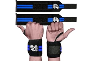 BRANCE Heavy Duty Professional Standard Power Weight Lifting Wrist Wraps - Supports Gym Training Fist Straps - Sold as Pair & One Size Fits All