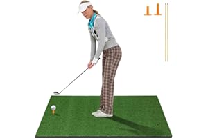 LIFEZEAL Tapis d’Entraînement de Golf avec 2 Tees, 6 Trous et 2 Bâtons d'Alignement, Tapis de Frappe Golf en EVA Pliable et Portable, Tapis d’Exercice de Golf Intérieur et Extérieur