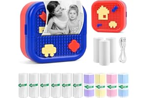 Ambesty Mini Drucker, Mobiler Fotodrucker, Tragbarer Mini Fotodrucker, Wireless Fotodrucker Thermodrucker, mit 13 Rollen,Smartphone Bluetooth Drucker,für Lernhilfe,Lernnotizen,Journal
