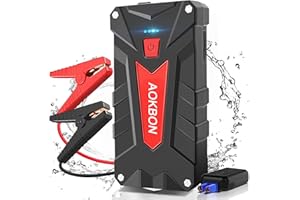 AOKBON powerbank 13200 mAh 1200 A prąd szczytowy, przenośne urządzenie rozruchowe 12 V, z latarką LED, kabel USB do 6,0 l benzyny lub 5,0 l oleju napędowego