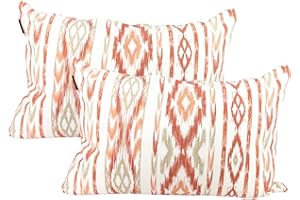 TRESMESTRES Fundas de Cojines para Sofá de Jardín, Terraza y Salón y Fundas de Cojines para Cama Decorativos - Ikat Mediterráneo - Funda de Cojín 40x60 cm - Set de 2, Rojo