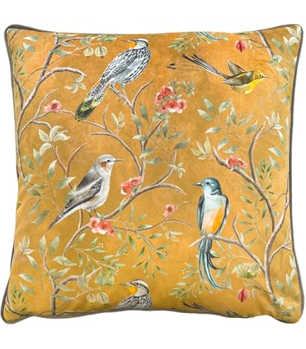 Furn. Wisteria-Kissenbezug Aus Samt-Polyester – 50x50 Cm, Goldfarben, Mit Geometrischem Folien-Druck & Verstecktem Reißverschluss