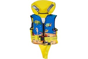 HonuNautic Solid Life Jacket for Children and Toddlers | Solid Vest | 100 N, CE ISO 12402-4 | Chico | Underwater Pattern | Yellow Blue