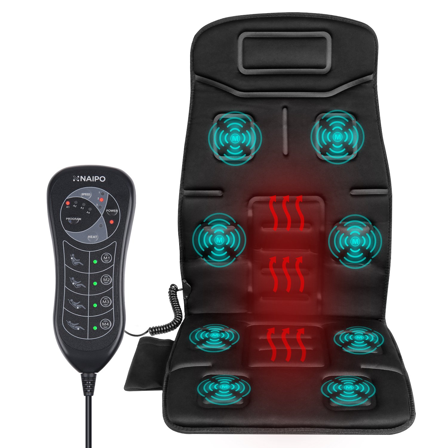 Car Seat Back Massager Cushion Vibration Heat Pads, Relieve Your