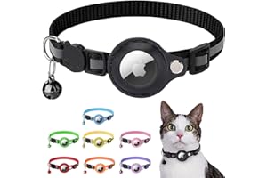 LZXLXS Airtag Katzenhalsband Breakaway, Reflektierendes Kätzchenhalsband mit Apple Air Tag Halterung und Glocke für Mädchen Junge Katzen