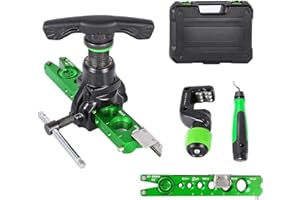 Bonvoisin Kit de Abocardador Excéntrico de 45° Expansor de Tubos 1/4"-3/4" de Aleación de Aluminio, con 6 Tamaños Compatibles para Tuberías de Aire Acondicionado, Agua, Combustible, Freno (Kit 5 en 1)