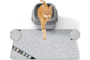 OHMO Cat Litter Mat 60 x 40 cm Light Grey Premium Silicone Trapping Mat, Easy to Clean Waterproof Kitty Under Box Trapping Mat, Keep The Floor Tidy