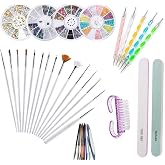 Accessory Nail Art Nail Decoration art design set, 37 pieces, nail brush, strip tape, punctuation pen, artificial diamond stone