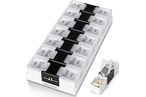 MERICARGO Weekly Pill Organizer 2 Times a Day, Easy Open Travel Pill Box, Am Pm Pill Organizer 7 Day for Medicine, Vitamins, Fish Oils and Supplements