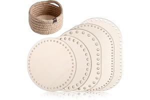 WUISOLQP 5 Stück Korbboden zum Häkeln Holzboden zum Häkeln Taschenboden Häkeln Korbboden Aus Holz Naturholzkorbboden Korbboden Set für für DIY Korbflechten Liefert Basteln 15/20/25/30cm Ovaler/Rund