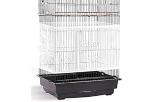 AIMICOCA Vogelkäfig-Samenfänger Federfänger Vogelkäfigabdeckung Netz luftig weich Rockschutz Vogelkäfig Nylon Netz für Papageien Aras Sittiche Runder Quadratischer Käfig (Weiß, Einstellseil)