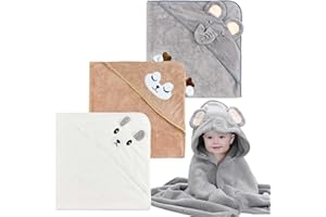 Dafencar Serviette Bebe, 3pcs Serviette Bebe Naissance, Super Absorbantes Serviettes et Sorties de Bain, Cape de Bain pour Piscine, à la Plage, Après la Douche ou Le Bain (80X80 cm)