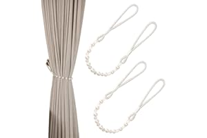 VANKRA Pair Of Acrylic Pearl Curtain Tie Backs Curtain Tied Rope Decoration (Beige)