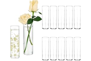 ‎HEWORY Hewory Kleine Vasen für Tischdeko Hochzeit: 12 Vasen Set 15cm Hoch Kleine Glasvasen für Hochzeitsdeko - Zylindervasen Set Blumenvase Klein für Brautparty Babyparty Geburtstag Home