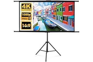 GFACHNT Beamer Leinwand mit Stativ, Tragbar Projektor Leinwand 80 Zoll, Basic Mobile Beamer-Stativ-Leinwand in wenigen Minuten Auf-/Abgebaut 16:9, 4K HD Projektion Leinwand, Leicht und Kompakt