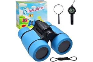 ZQUINTUPLIAN Binoculars, 4x30 High Resolution Binoculars for Kids, Blue Anti Slip Telescope, Suitable for Bird Watching Hiking Camping Hunting Car Travel and Exploring Outdoor Activities