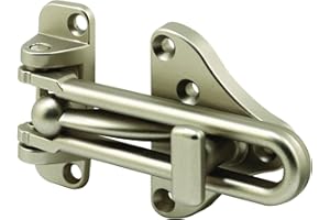 Defender Security U 11316 Swing Bar Door Guard with High Security Auxiliary Lock, Satin Nickel, 1 Pack