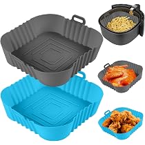 Set 3 Teglie In Silicone Per Friggitrice Ad Aria - Cestini Riutilizzabili, Diametro 13.5-16 Cm, Facili Da Pulire