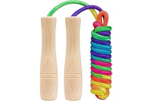 Flintronic Corda per Saltare per Bambini, Corda per Saltare Regolabile con Manico in Legno, 2.5M Corda Per Saltare Arcobaleno per Bambini per Ragazzo Ragazza Fitness Allenamento Esercizio