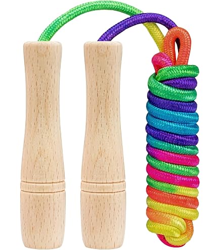 Corda Per Saltare Bambini In Legno E Cotone | Regolabile Per Fitness E Gioco, Regalo Natale - 4