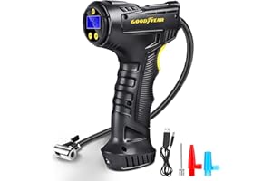 Goodyear Heavy Duty Pro Tyre Inflator - Efficient Power Supply of 12V | Effective Compression| Max Pressure: 100PSI | Max duty cycle| Flexible Reach, Durable Construction| Ideal for Cars, Trucks, SUVs