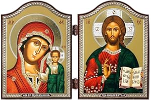 NKlaus 1449 GM of Kazan & Jesus Christ Icon Diptych Kazanskaya i Spasitel'