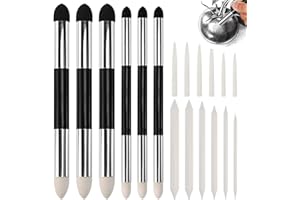 FuxFuis 18 Pz Set di Strumenti da Disegno per Schizzi, 6 Penne in Spugna per Sfumare a Doppia Testa, 12 Sfumino per Disegno Matita per Studenti d'Arte e Artisti Accessori da Disegno, Schizzo Accessori