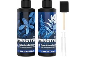 TENEE Complete Cyanotype Kit, Cyanotype Sensitizer Set for Sun Printing, Solar Sun Print Kit for Photographic Process Projects on Fabric and Paper, Ideal Blue Prints Sensitizer for Beginners & Artists