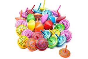 LONGSING Trottole Trottola di Legno 30 Pezzi Regalo Creativo Colorato per Bambini Riempitivi per Sacchetti per Bambini per Bambini 4 * 4 * 4 cm