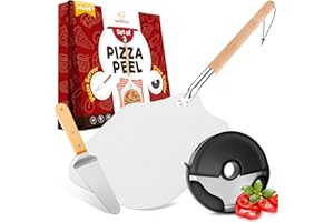 Sefinsecimi Pizza Tool Set – 14x16 Inch Aluminum Pizza Peel, Compact Pizza Cutter Wood Handle Cheese Peel – Ultimate Pizza Making Kit for Baking, Slicing & Serving – Perfect for Home & Pizzerias