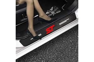 RIDGOEL 4 Piezas ST Line Pegatinas Protective de Umbral de Puerta para Ford Focus Escape Edge Ecosport Kuga F150 Puma Decoración para Estribos de Coche de Fibra de Carbono Red ST