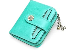 SENDEFN Portafoglio Donna in vera pelle di Blocco RFID in Pelle Corto Portamonete per donna con 8 Scomparti per Carte 2 Finestra di Identificazione,metallo pendente e 1 Tasca con Cerniera