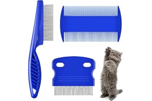 QTTVBTNA 3 Pcs Pet Comb for Cat Dog Flea Lice Tear Stain Remover,Metal Head Lice Comb Lice Grooming Combs Fine Teeth Pet Comb Set for Pets Float Hair Tear Marks Removal Tool