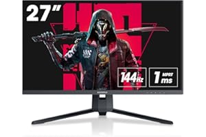 KOORUI Monitor Gaming 27", Display VA, 2560x1440 (WQHD 2K), 1ms, Adaptive Sync, 144hz, (1*HDMI 2.0, 1*HDMI 1.4, 1*DisplayPort 1.2 Audio Out), Nero