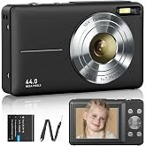Digital Photo Camera 1080P 44MP Photo Camera 16X Digital Zoom 1 Battery Digital Camera for Kids Youth Students Beginners Blac