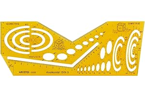Aristo Axokombi 1 AR5086 Stencil for Drawing Spatial Representations in Dimetric and Isometric Perspective Plastic Orange Transparent