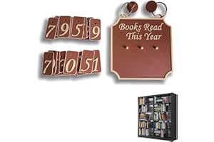 REINREUDE Hanging Bookshelf Counter Decor with 30 Digital Card,Personalised Books Read This Year Sign,DIY Bookshelf Ornaments, Book Lover Gift for Readers,Bookish Home Library Decor,Reading Accessories(Brown)