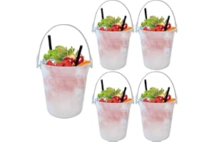 MAQUE Cocktailhinkar i plast för drycker, 1 liter ishink smoothiehink genomskinlig, dryckeshinkar genomskinliga med handtag