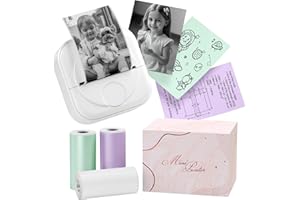 Itari Q02 Mini Drucker- Facelifting T02 Thermodrucker zum Lernen, Etikettendrucker für Notizen, Tagebuch, Memo, Foto, Journal, Bluetooth Fotodrucker für Smartphone, mit 3 Rollen Papier