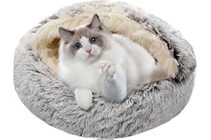 JOLIGAEA Cama Calmante para Perro y Gatos, 50cm Esponjosa y Redonda, para Mascotas Pequeñas y Medianas